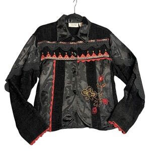Flashback Couture Artsy Boho Jacket Size M Tapestry Crochet Embroidered